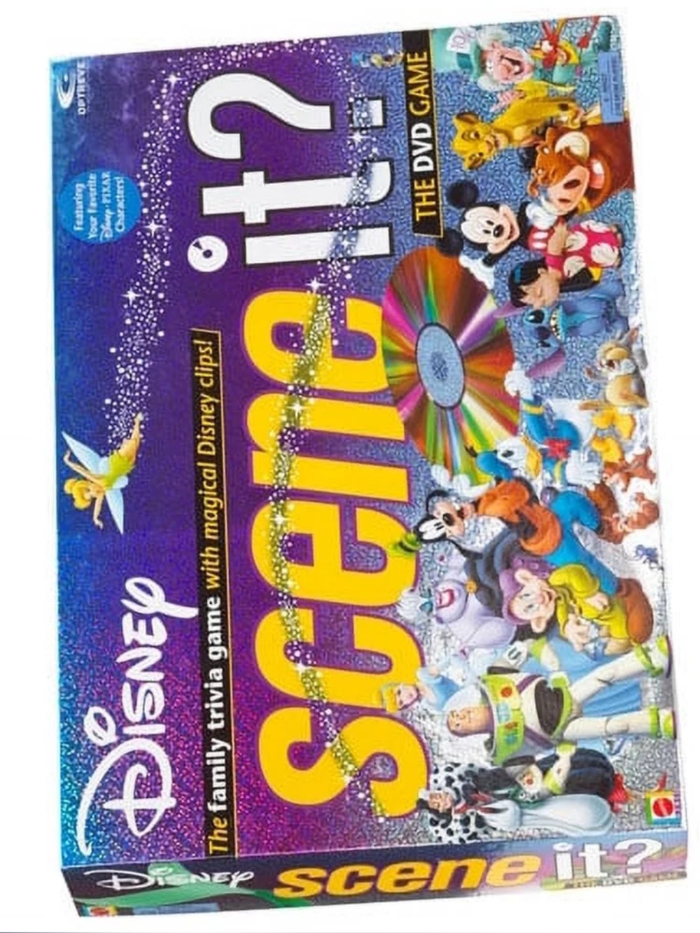 Disney Spin It? DVD Game — Purple and Yellow Box with Colorful Character Art